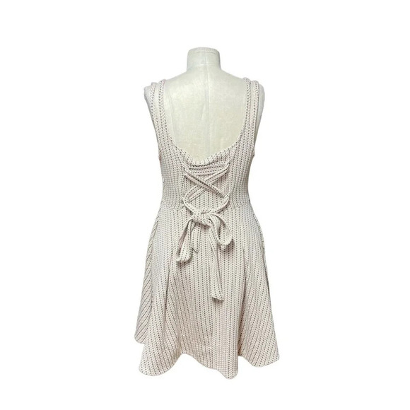 Anthropologie Maeve Jacquard Lace-Up Mini Dress Jumper Stripe Pink Size Small - Picture 8 of 15